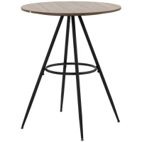 HOMCOM Mesa de Bar Redonda con Encimera de Melamina y Patas de Acero para Salón Cocina Comedor Ø75x91 cm Marrón(m-1)