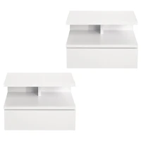 HOMCOM Set da 2 Comodini Sospesi per Camera da Letto con Cassetto e Mensola Superiore in Legno 35x32x22.5cm(m-10)