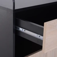 HOMCOM Chariot de service desserte de cuisine à roulettes multi-rangements placard double portes + 3 étagères + niche + tiroir panneaux particules noir chêne(m-9)