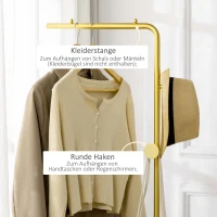 HOMCOM Garderobenständer, Kleiderständer, Metall, Marmor-Basis, 35x25x170 cm, Gold/Schwarz(m-5)