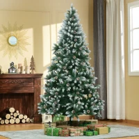 HOMCOM Árbol de Navidad Artificial Ø105x210 cm con 1440 Puntas de PVC y 75 Piñas con Ramas Apertura Automática Base Plegable y Soporte de Acero para Interiores Verde(m-2)