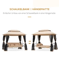 Outsunny Hollywoodschaukel Gartenschaukel Schaukel mit Seitenwänden 3-Sitzer Beige 256 x 172 x 248 cm(m-4)