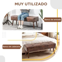 HOMCOM Banco de Pie de Cama Banqueta de dormitorio con Patas de Madera y Asiento Acolchado 114x38x42 cm Marrón(m-4)