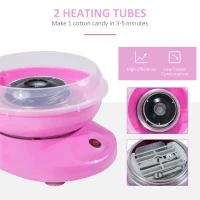 HOMCOM Candy Floss Machine Electric Cotton Candy Maker Gadgetry 450W (Pink)(m-4)