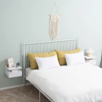 HOMCOM Set da 2 Comodini Sospesi per Camera da Letto con Cassetto e Mensola Superiore in Legno 35x32x22.5cm(m-6)