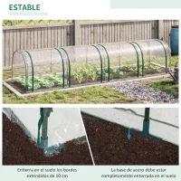 Outsunny Invernadero para Jardín Terraza 395x100x80 cm para Cultivo de Plantas Tipo Túnel Marco Acero y PVC Transparente y Verde(m-7)