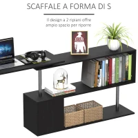 HOMCOM Scrivania Angolare Salvaspazio con Ripiano a S, Scrivania Moderna in Legno, 140x120x78 cm, Nero(m-6)