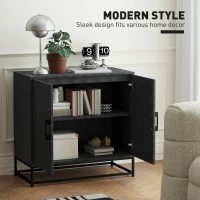 HOMCOM Modern Sideboard, Freestanding Sideboard Storage Cabinet with Adjustable Shelf and 2 Doors for Living Room, Black(m-4)