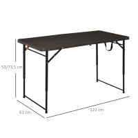 Outsunny Mesa de Camping Plegable y Portátil tipo Mesa Buffet Auxiliar Ligera y Multiusos con Asas PP 122x61x53/71.5cm(LxAnxAl)(m-3)