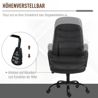 Vinsetto Bürostuhl Massage höhenverstellbarer Chefsessel Gamingstuhl mit Massagefunktion ergonomischer Drehstuhl Massage Sessel PU-Leder Stahl Schwarz 60 x 70 x 109-119 cm(m-5)