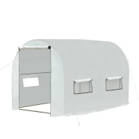 Outsunny Serra a Tunnel per Orto 3x2x2m con Copertura in PE, 2 Porte e Struttura in Acciaio, Bianco(m-1)