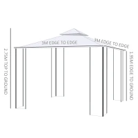 Outsunny 3(M)x3(M) Garden Gazebo Double Top Outdoor Canopy Patio Event Party Wedding Tent Backyard Sun Shade with Netting - Cream White(m-3)