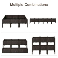 Outsunny Set of 6 26L Garden Raised Bed Elevated Patio Flower Plant Planter Box PP Vegetables Planting Container, Brown(m-6)