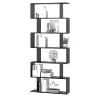 HOMCOM Bibliothèque étagère Zig zag Design Contemporain 80L x 23l x 192H cm 6 Niveaux Noir(m-1)