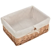 HOMCOM 4 Drawer Dresser Wicker Basket Storage Shelf Unit Wooden Frame Home Organisation Cabinet Bedroom Office Furniture Natural Finish(m-7)