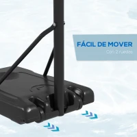 SPORTNOW Canasta de Baloncesto de Exterior con Altura Ajustable 182-213 cm Ruedas Base Rellenable Negro(m-4)