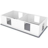 PawHut Two Room Design, Whelping Box for Dogs with Whelping Pad, Clear Panels, Adjustable Entrance, for Medium Dogs, 196 x 96cm(m-11)