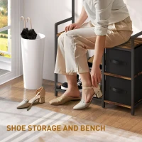 HOMCOM Industrial-Style Multi-Use Hallway Tree - Brown/Black(m-7)