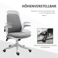 Vinsetto Bürostuhl Schreibtischstuhl Drehstuhl mit Wippfunktion Armlehne verstellbar höhenverstellbar ergonomisch Leinenimitat Nylon Grau+Weiß 62,5 x 60 x 94-104 cm(m-4)