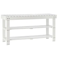 HOMCOM Shoe Bench, 3-Tier Wooden Shoe Rack with Hidden Storage Compartment, Slatted Shelves, Home Storage Unit, Hallway Furniture, White, 90L x 29W x45H cm(m-8)