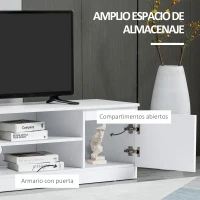 HOMCOM Mesa de TV de Salón con 2 Puertas 2 Estantes Abiertos Mueble para Televisores de 55 Pulgadas 120x39,5x40 cm Blanco(m-5)