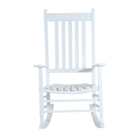 Outsunny Outdoor Porch Rocking Chair Armchair Wooden Patio Rocker Balcony Deck Garden Seat White(m-11)