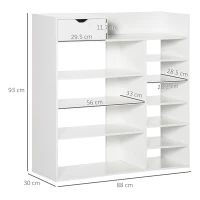 HOMCOM Mobile Scarpiera Salvaspazio con Ripiani e Cassetto per 12 Scarpe, 88x30x93cm, Bianco(m-3)