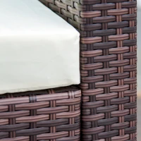 Outsunny 6 Pieces Rattan Garden Furniture Set, 5 Seater Sectional Garden Corner Sofa Set with Glass Top Coffee Table, Cushions and Pillows, All-Weather Wicker Conversation Furniture, Cream White(m-9)