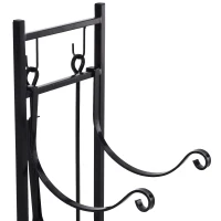Outsunny Porte bûches - Range bûches Serviteur de cheminée - Multi Accessoires étagère bûche et Petit Bois métal Noir(m-8)