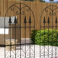 Outsunny Juego de 2 Enrejados de Jardín Soportes para Enredaderas de Acero para Plantas Trepadoras en Patio 55x128 cm Negro(m-7)