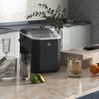 HOMCOM Macchina del Ghiaccio Autopulente da 9 Cubetti in 6-13 Minuti, in PP e Rame, 22.2x29.4x29 cm, Nera(m-2)