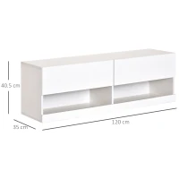 HOMCOM High Gloss TV Stand Cabinet with LED Lights, Wall Mount Media Unit for TVs up to 42 Inch for Living Room Bedroom(m-3)
