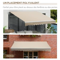 Outsunny Store banne Manuel rétractable Angle Réglable Aluminium Polyester imperméabilisé 3,5L x 2,5l m Beige(m-5)