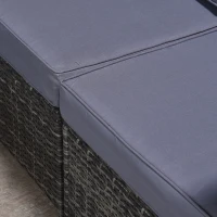 Outsunny 8-tlg. Polyrattan Gartengarnitur Gartenmöbel Garten-Set Sitzgruppe Loungeset Loungemöbel Beistelltisch als Aufbewahrungskorb Dunkelgrau Stahl + Polyester 58 x 58 x 37 cm(m-9)