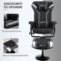 Vinsetto Relaxsessel neigbar mit Hocker 67 x 82,5 x 103cm Stahl Schwarz+Grau(m-5)