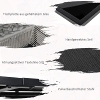 Outsunny 5-teiliges Gartenmöbel-Set Gartensitzgruppe Outdoor-Essgruppe, wetterbeständig, 1 Tisch, 4 Stühle, Hellgrau + Schwarz(m-5)