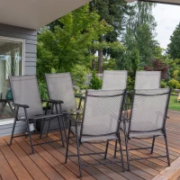 Outsunny Set of Six Folding Garden Chairs - Grey(m-10)