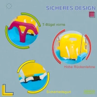 Outsunny 3-in-1 Kinderschaukel, höhenverstellbar, abnehmbare Rücklehne, für In- und Outdoor, blau+gelb, 42 x 33 x 180 cm(m-6)