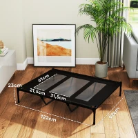 PawHut Cama Elevada para Perros Grandes Cama para Perros con Zona de Malla Transpirable y Bolsa 122x92x23 cm Negro(m-3)