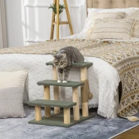 PawHut 48cm Three-Step Cat Tree, with Toy Ball, Jute Scratching Post - Green(m-10)