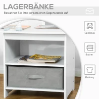 HOMCOM 3-tlg. Kindertischgruppe Kindertisch mit Stauraum Kindermöbel Set aus Holz mit 2 Aufbewahrungskörben Sitzgruppe für Kleinkind Mädchen Junge Vliesstoff Weiß+Grau 71 x 48 x 49 cm(m-5)