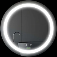 kleankin Specchio Bagno Rotondo con Luce LED Regolabile e Funzione Anti Appannamento, Ø50cm(m-1)