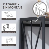 HOMCOM Mesa Consola de Entrada de Estilo Industrial con Marco de Metal Plegable y Encimera de Madera 100x38x80 cm Marrón(m-6)