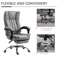 Vinsetto Home Office Chair Microfibre Desk Chair with Reclining Function Armrests Swivel Wheels Footrest Grey(m-6)
