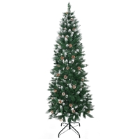 HOMCOM Árbol de Navidad Artificial de Nieve 180 cm con 508 Ramas 49 Piñas Base Plegable y Soporte de Acero Ø73x180 cm Verde