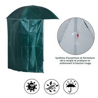 Outsunny Parasol de plage Ø 2,2 x 2,2 cm protection UV sac transport, sardines et lestage intégrés vert foncé(m-5)