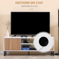 HOMCOM Mobile TV Moderno 50" max in Truciolato e Acciaio con 2 Ripiani Aperti e 2 Armadietti Chiusi, 120x39.5x45 cm(m-5)