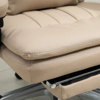 Vinsetto Poltrona Massaggiante da Ufficio, Altezza Regolabile e Reclinabile in Pelle PU, 67x69x106.5-114.5cm Beige(m-9)