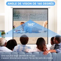 HOMCOM Écran de projection motorisé 96 pouces, 1:1 4K HD, fixation mural ou plafond avec télécommande, 195L x 8l x 182H cm(m-5)