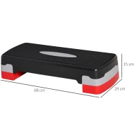 HOMCOM Aerobic-Stepper 2-stufig höhenverstellbar 68 x 28 x 15 cm Schwarz+Grau+Rot(m-3)